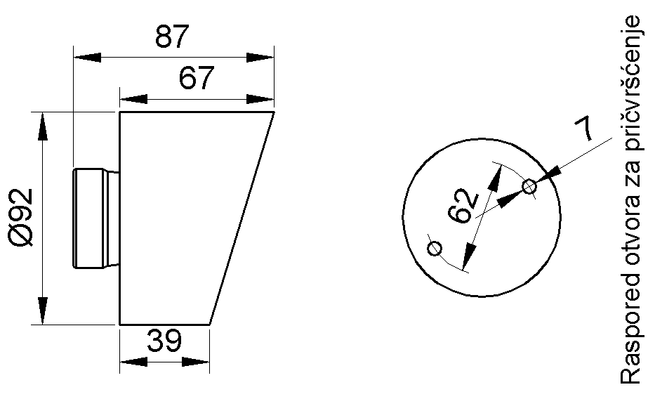 Postolje svjetiljke E27 porculan koso 127K 2