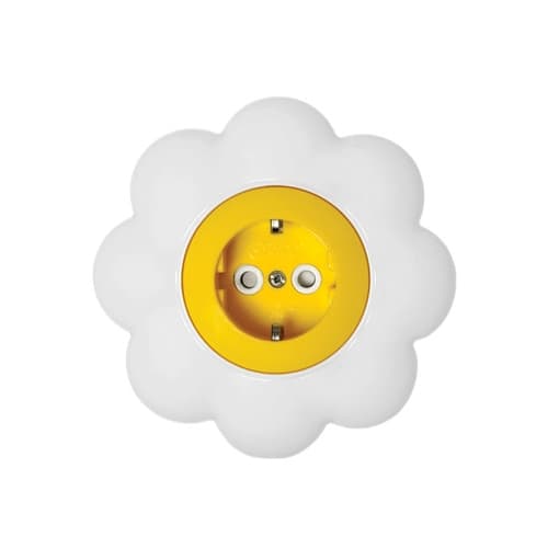 Utičnica dvopolna cvijet žuto bijeli Happy