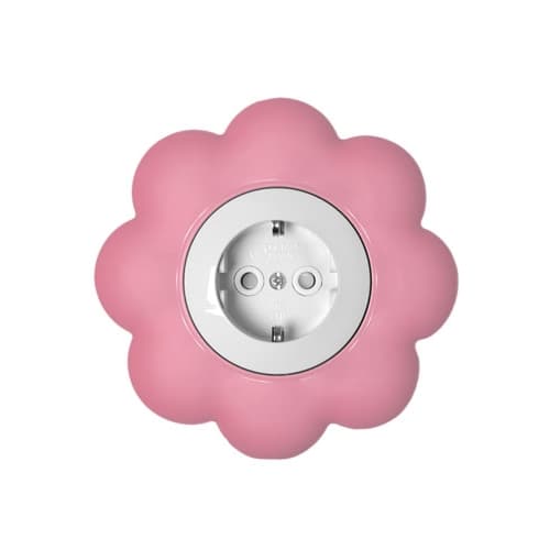 Utičnica dvopolna cvijet bijelo pink Happy