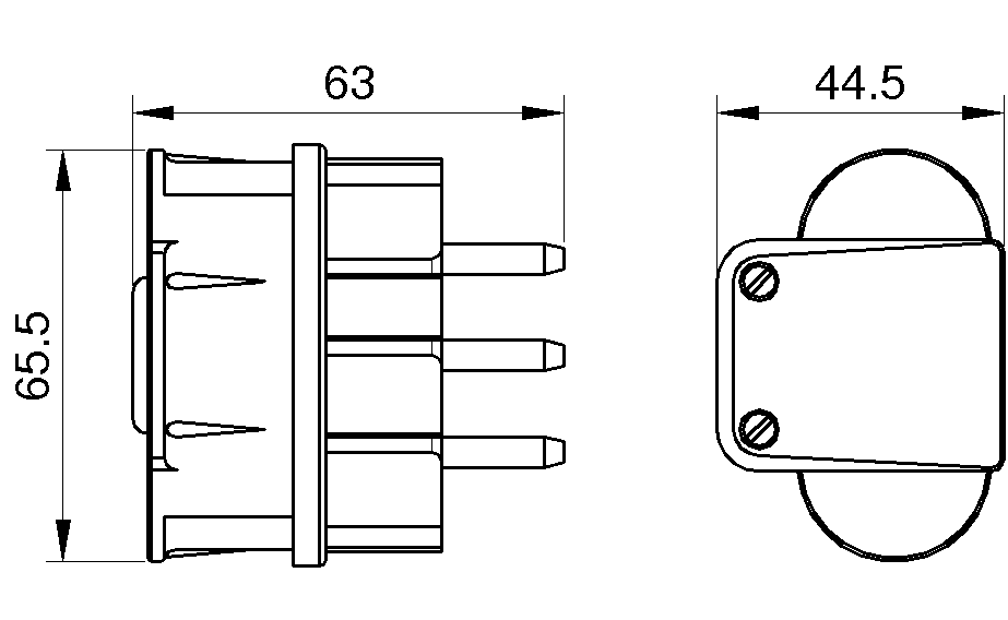 Utikač tropolni L crni 216 NL 2