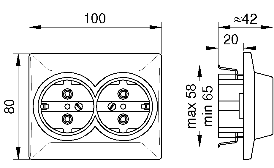 Utičnica dupla porculan 404 P Mikro 2