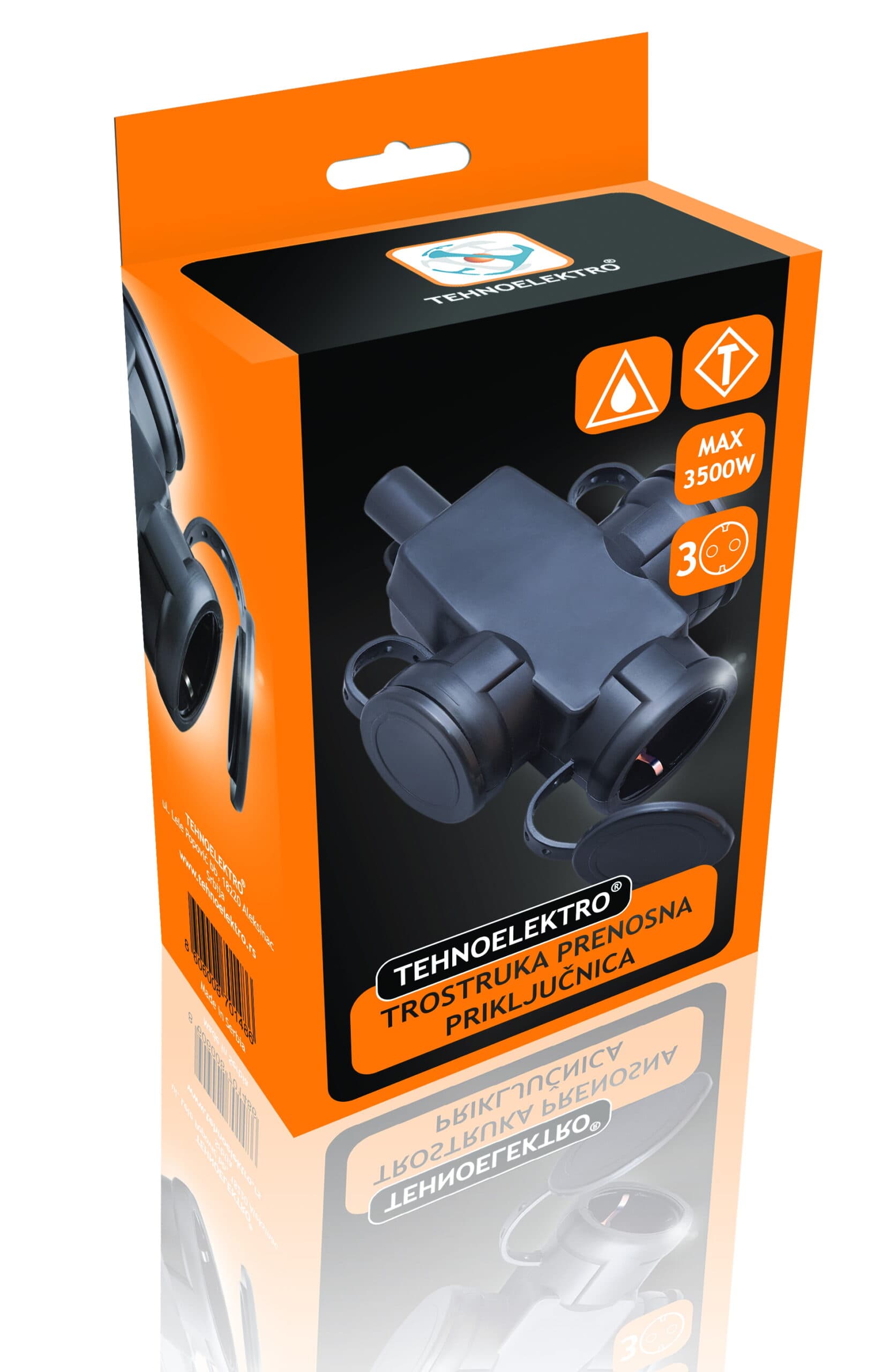 Spojka trostruka IP65 crna guma 2